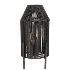 Schwarze Tischleuchte mit Jute-Schirm - Pandau
