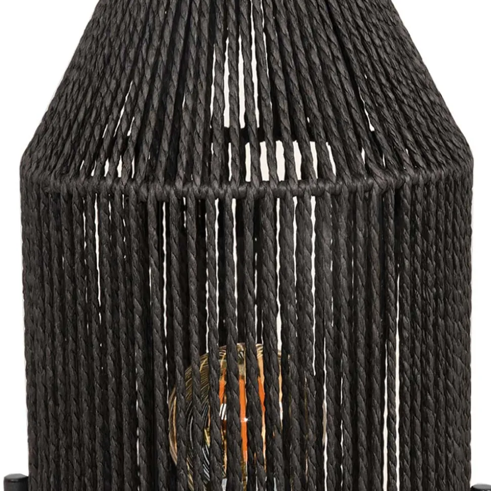 Schwarze Tischleuchte mit Jute-Schirm - Pandau