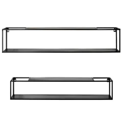 Schwarze Wandregale Set - Mikene (zweiteilig)