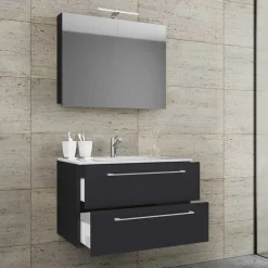 Schwarzer Badezimmer-Waschplatz Set - Gloriella (zweiteilig)