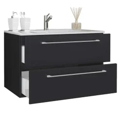 Schwarzer Badezimmer-Waschplatz Set - Gloriella (zweiteilig)