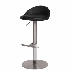 Schwarzer Barhocker Rissino mit Edelstahl-Gestell höhenverstellbar