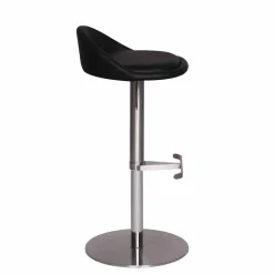 Schwarzer Barhocker Rissino mit Edelstahl-Gestell höhenverstellbar