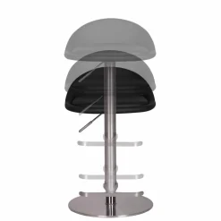 Schwarzer Barhocker Rissino mit Edelstahl-Gestell höhenverstellbar