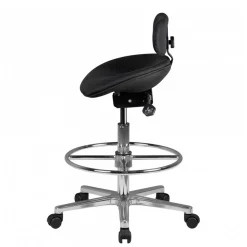 Schwarzer Drehhocker mit niedriger Rückenlehne - Zafyra