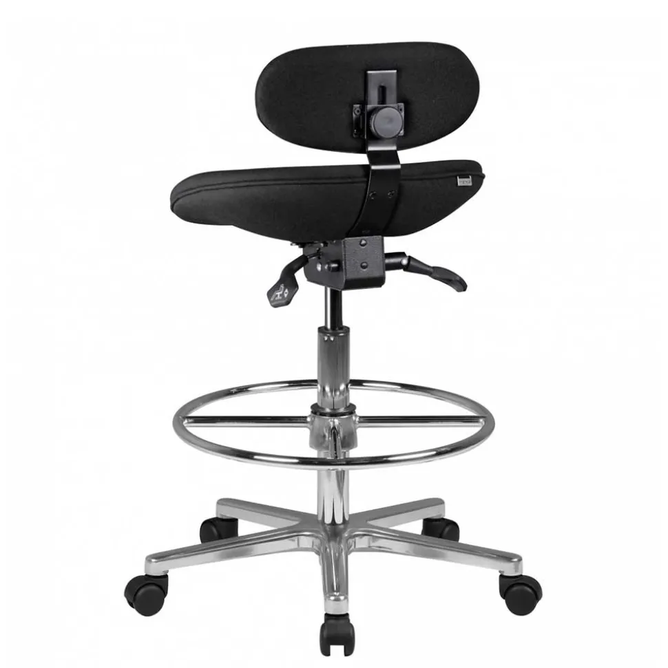 Schwarzer Drehhocker mit niedriger Rückenlehne - Zafyra