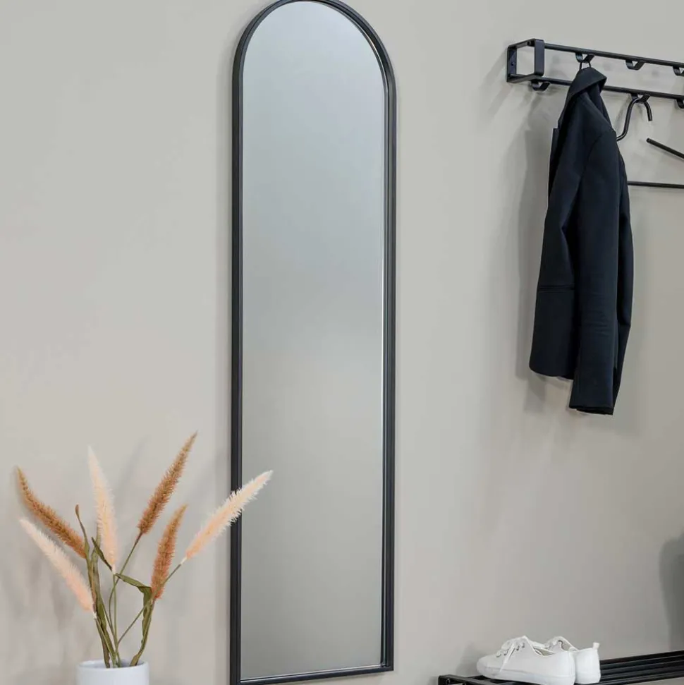 Schwarzer Metallspiegel oben gerundet - Dieus