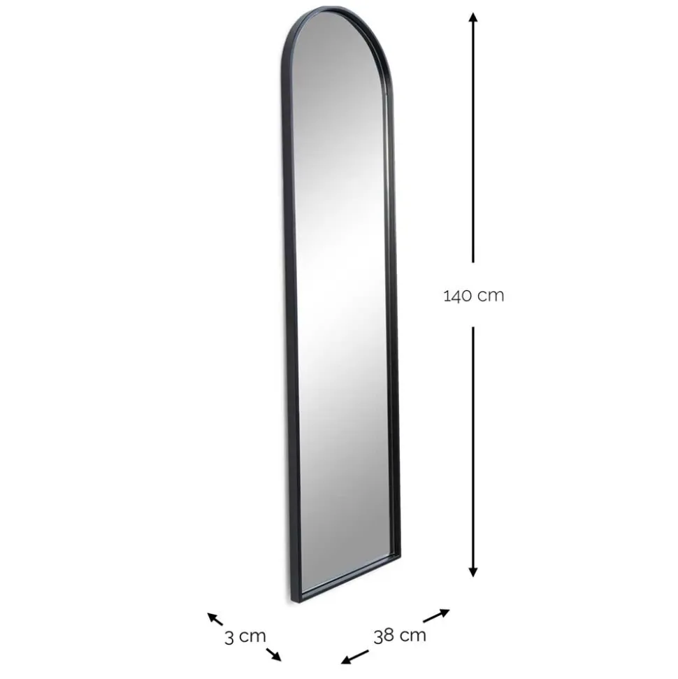 Schwarzer Metallspiegel oben gerundet - Dieus