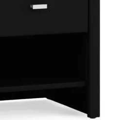 Schwarzer Nachttisch Magross mit Webstoff Bezug