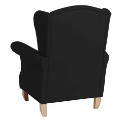 Schwarzer Ohrenbackensessel aus Kunstleder - Yannik