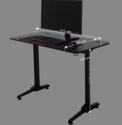 Schwarzer PC Schreibtisch mit Kabeldurchlass - Limon