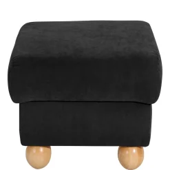 Schwarzer Polsterhocker mit Veloursbezug - Bravassa