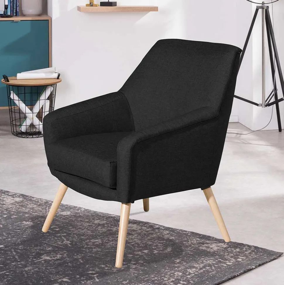 Schwarzer Polstersessel aus Webstoff - Chiosma