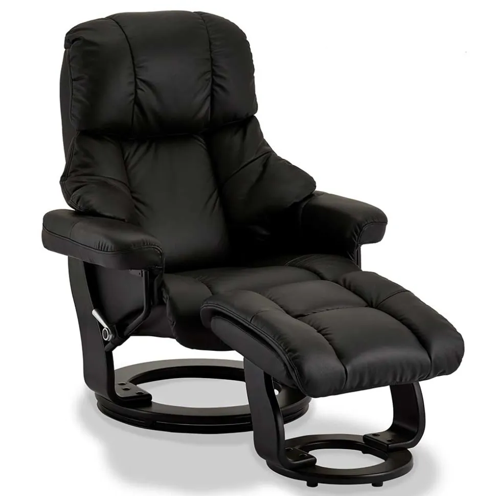 Schwarzer Relaxsessel mit Fußablage - Nautygo (zweiteilig)