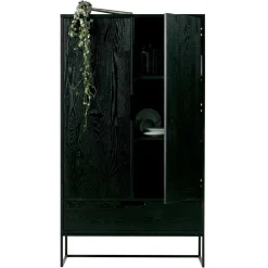 Schwarzer Schrank aus Holz & Metall - Almery