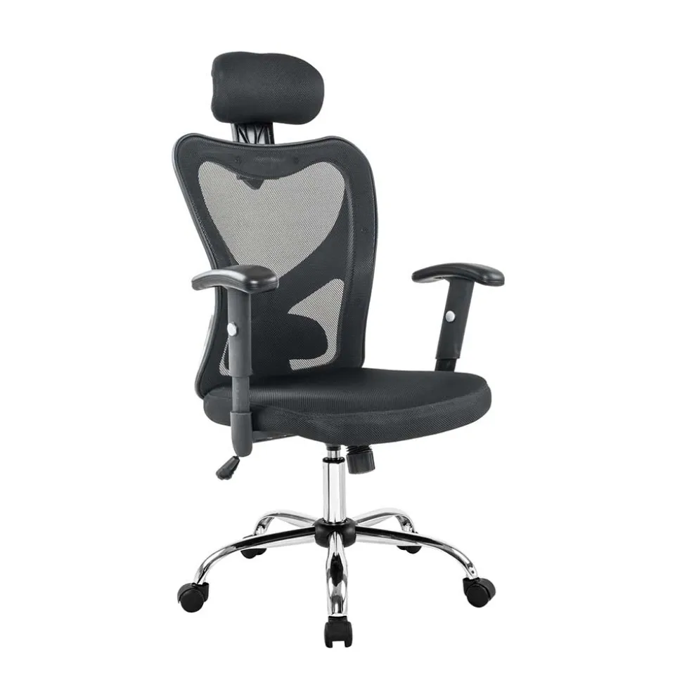 Schwarzer Schreibtisch Drehstuhl mit Lendenwirbelstütze - Zentry