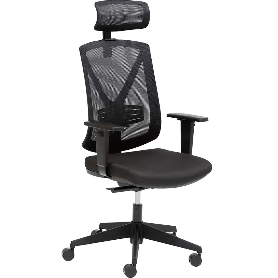 Schwarzer Schreibtischsessel mit Lordosenstütze - Drike