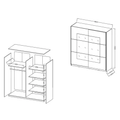Schwarzer Schwebetürenschrank mit Spiegel - Excellenta