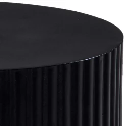 Schwarzer Sofatisch mit gerilltem Zylindergestell - Crocetta