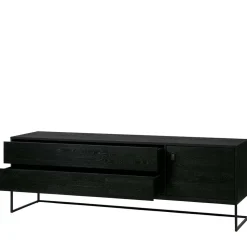 Schwarzer TV Unterschrank mit zwei Schubladen - Almery