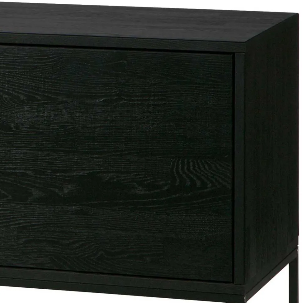 Schwarzer TV Unterschrank mit zwei Schubladen - Almery