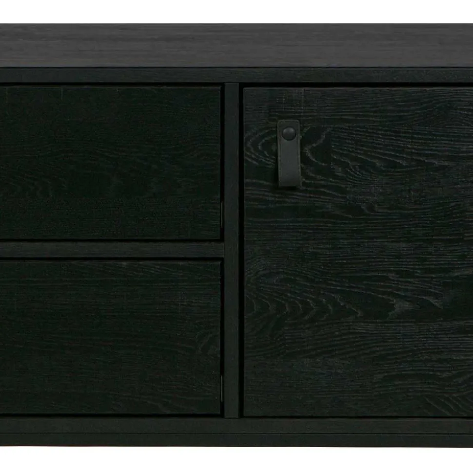 Schwarzer TV Unterschrank mit zwei Schubladen - Almery