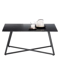 Schwarzer Wohnzimmer Sofatisch mit Marmorplatte - Anyala