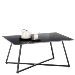 Schwarzer Wohnzimmer Sofatisch mit Marmorplatte - Anyala