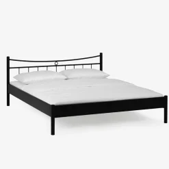 Schwarzes Einzelbett Bairika mit Nachttisch (zweiteilig)