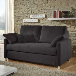 Schwarzes 2er Sofa mit Schlaffunktion - Laromain