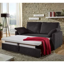 Schwarzes 2er Sofa mit Schlaffunktion - Laromain