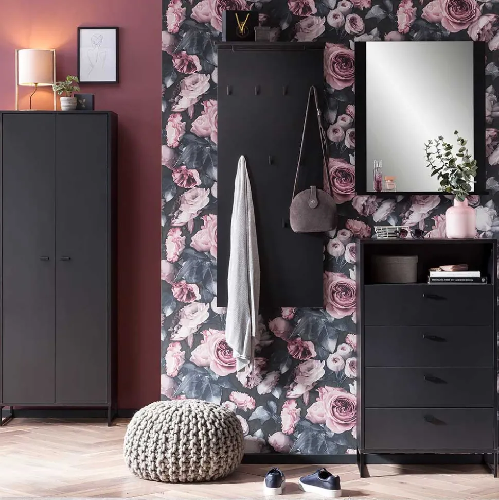 Schwarzes Flurmöbel Set - Anderian (vierteilig)