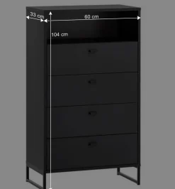 Schwarzes Flurmöbel Set - Anderian (vierteilig)