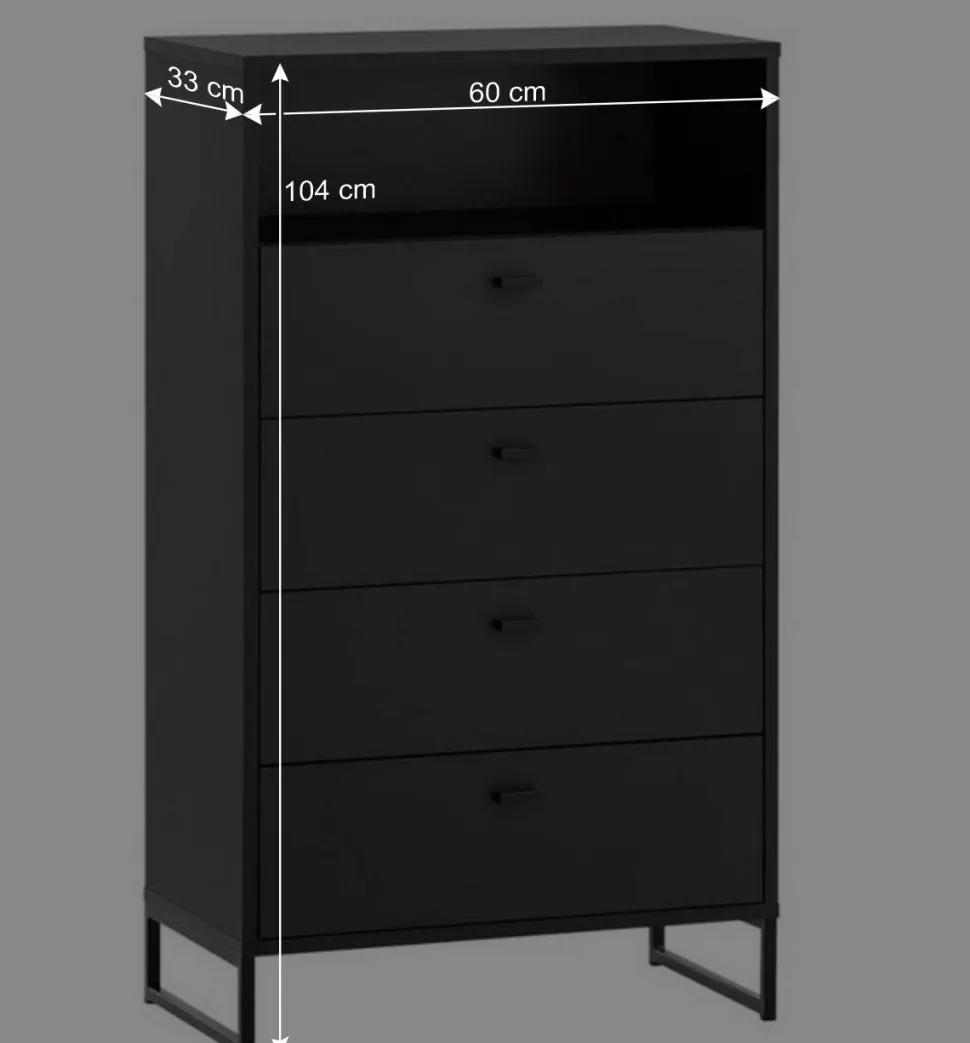 Schwarzes Flurmöbel Set - Anderian (vierteilig)