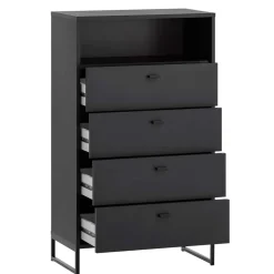 Schwarzes Flurmöbel Set - Anderian (vierteilig)