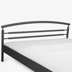Schwarzes Metallbett Boston mit Kopfteil gerundet