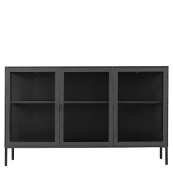 Schwarzes Sideboard mit drei Glastüren - Frumus