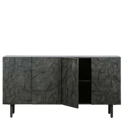 Schwarzes Sideboard mit Schnitzereien Front - Eiken