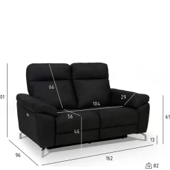 Schwarzes Zweier Sofa mit Relaxfunktion - Salma