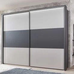 Schwebetüren Kleiderschrank in Hellgrau & Dunkelgrau - Guadiana