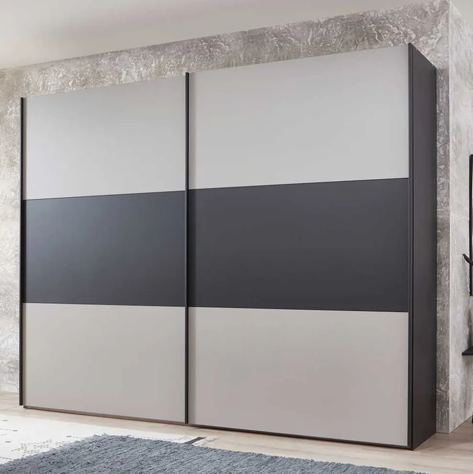 Schwebetüren Kleiderschrank in Hellgrau & Dunkelgrau - Guadiana