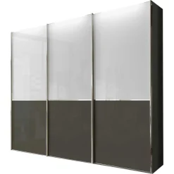 Schwebetüren Kleiderschrank in Braun & Weiß - Genre