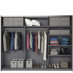 Schwebetüren-Kleiderschrank in Eiche Grau - Carika