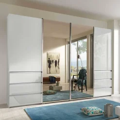 Schwebetürenkleiderschrank mit Spiegel - Oksena