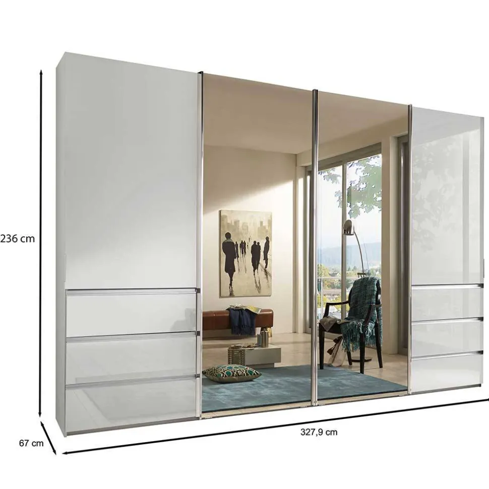 Schwebetürenkleiderschrank mit Spiegel - Oksena