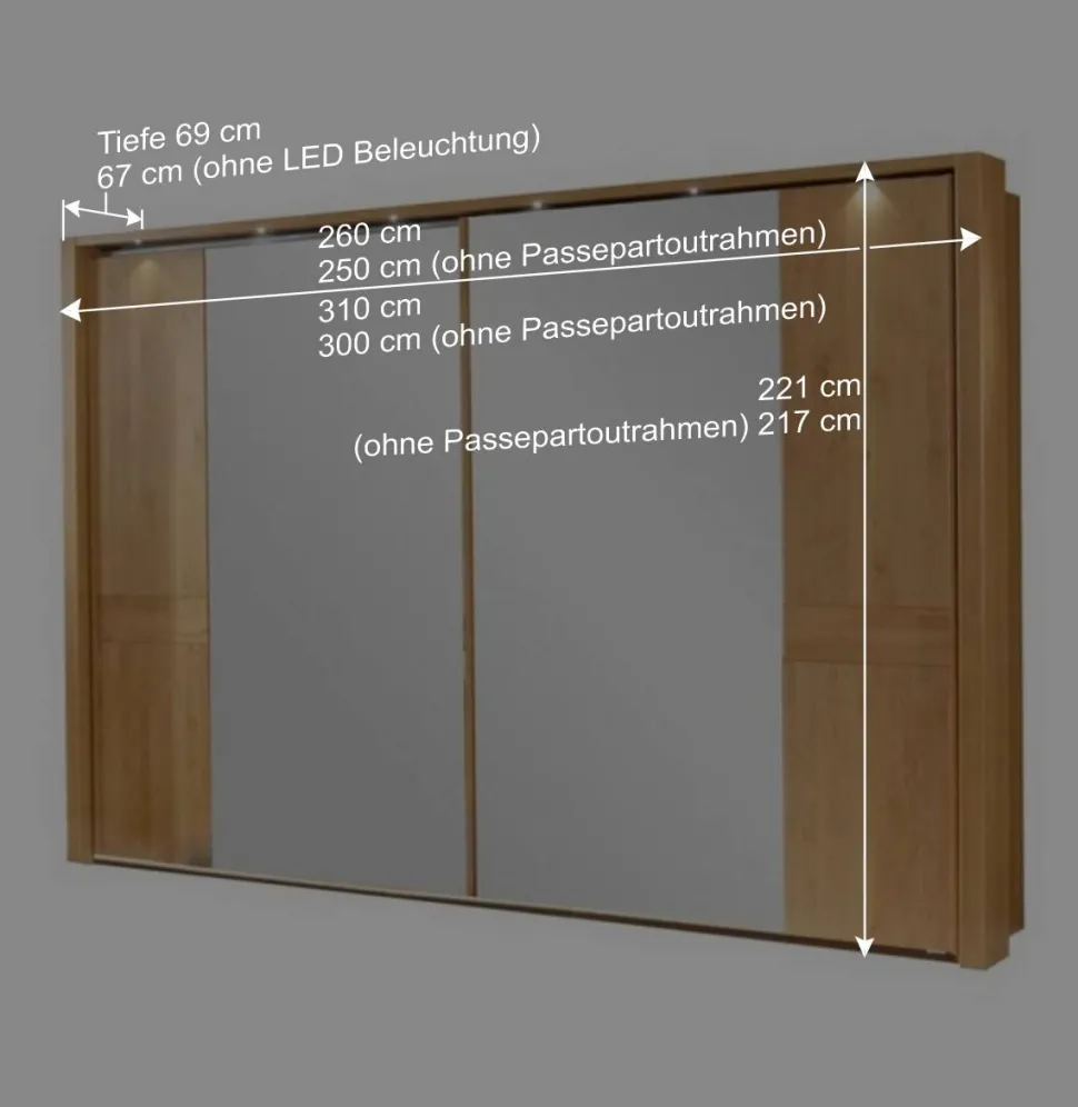 Schwebetürenschrank Bordeaux aus Erle