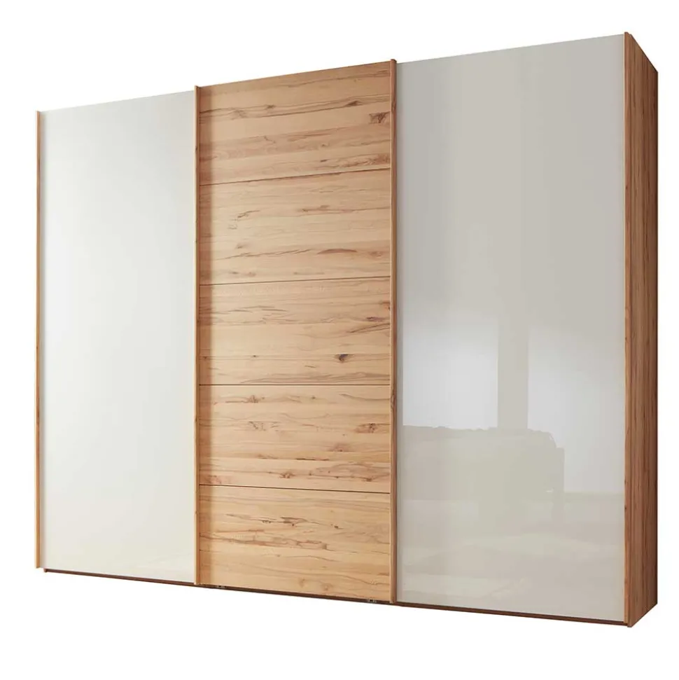 Schwebetürenschrank in Kernbuche & Beige - Krofun
