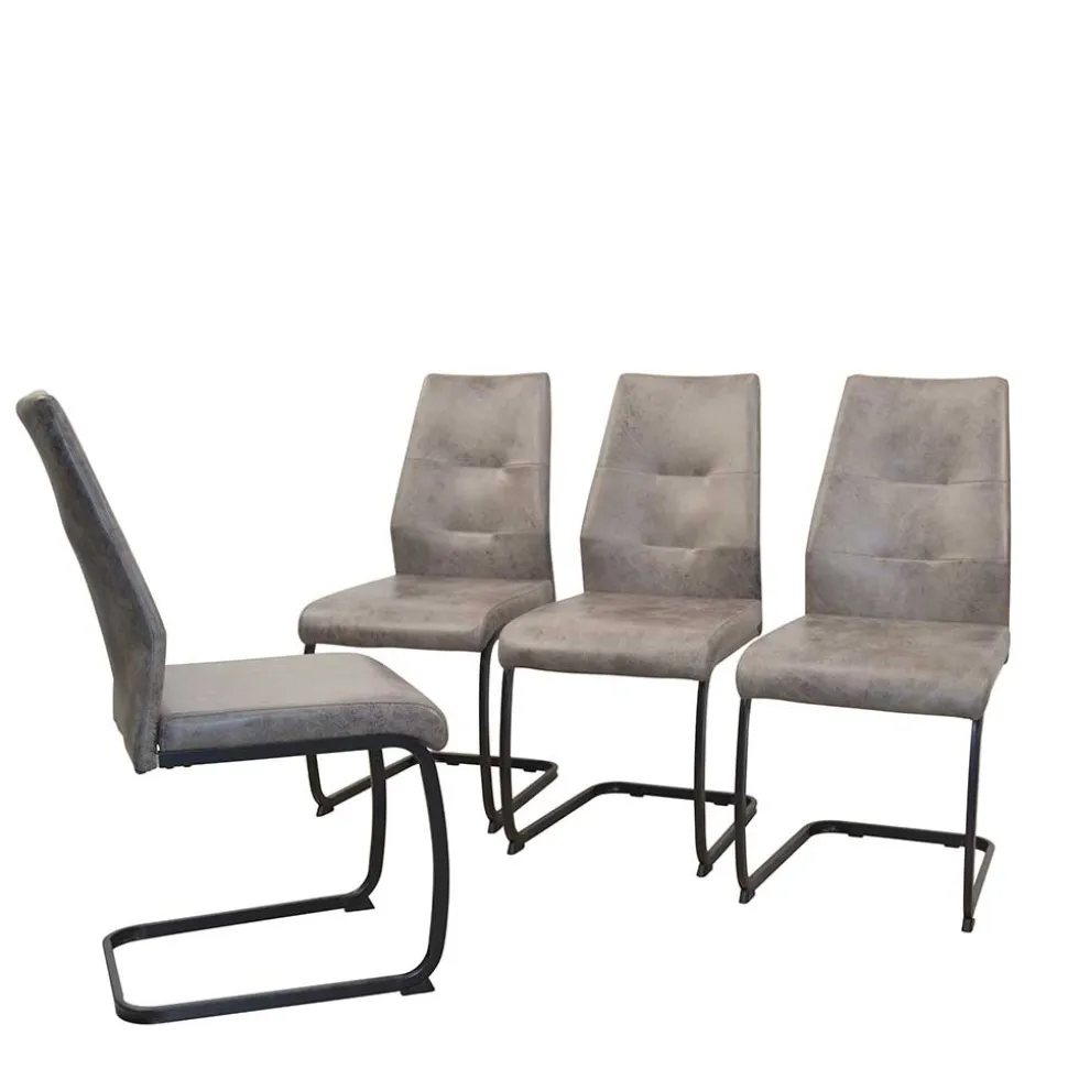 Schwingstühle in Grau & Schwarz - Medeos (4er Set)