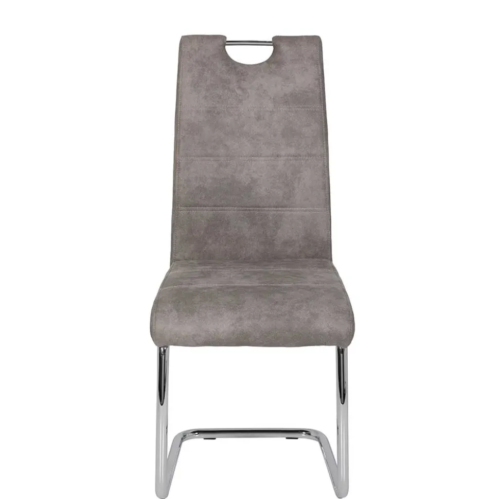 Schwingstuhl aus Microfaser Grau - Kirana (Set)