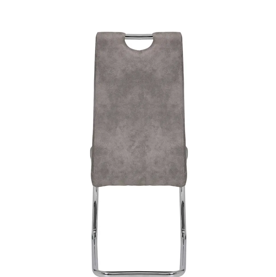 Schwingstuhl aus Microfaser Grau - Kirana (Set)